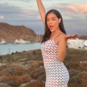 NWT Abercrombie Jacquard Open Back light blue mid century mini dress SM Petit